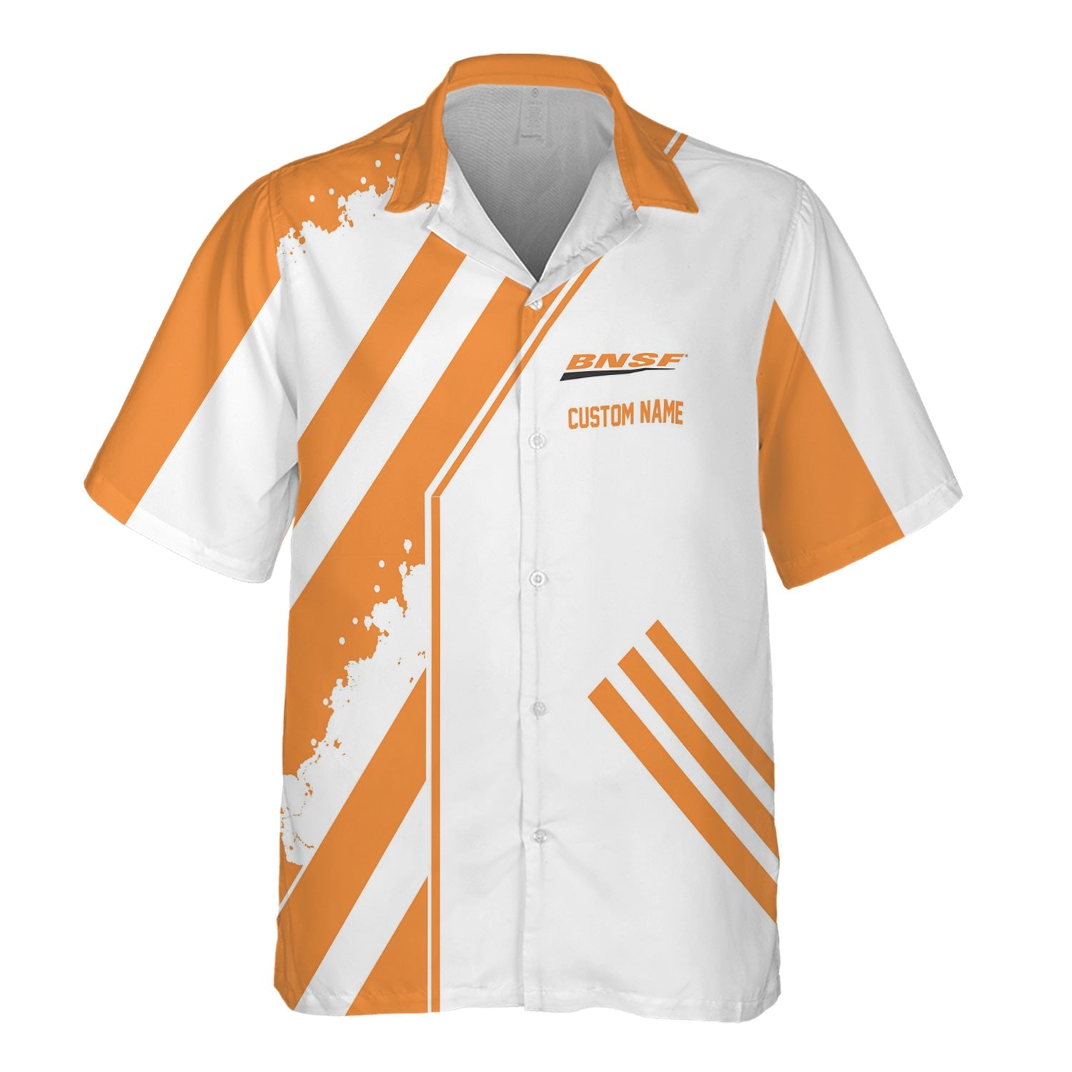 Railspirit Personalized BNSF Railway Hawaiian Shirt Locomotive Design Train Shirt for Train Enthusiast