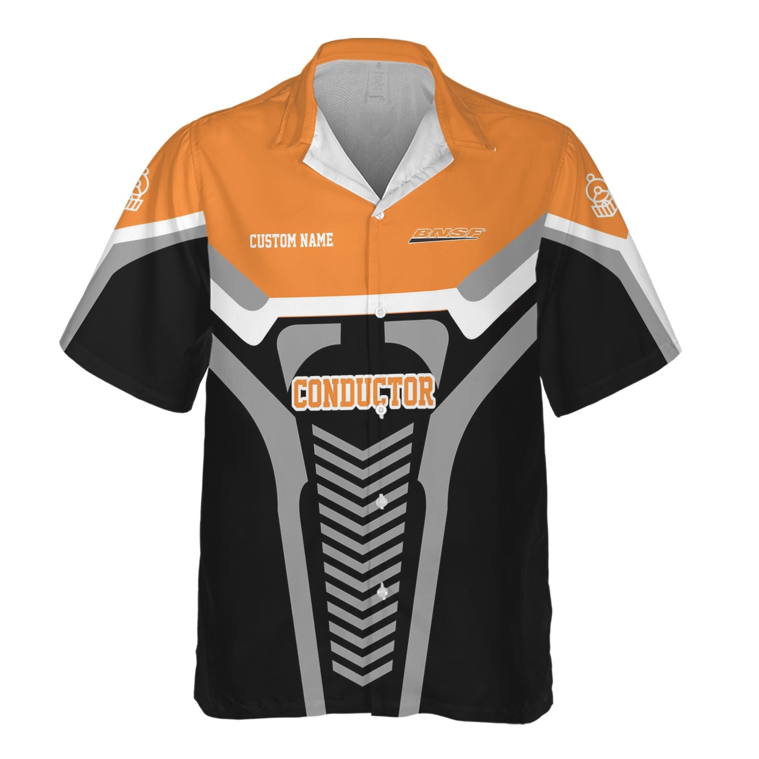 Railspirit Personalized BNSF Railway Hawaiian Shirt Track-Inspired with Custom Job Position Train Shirt