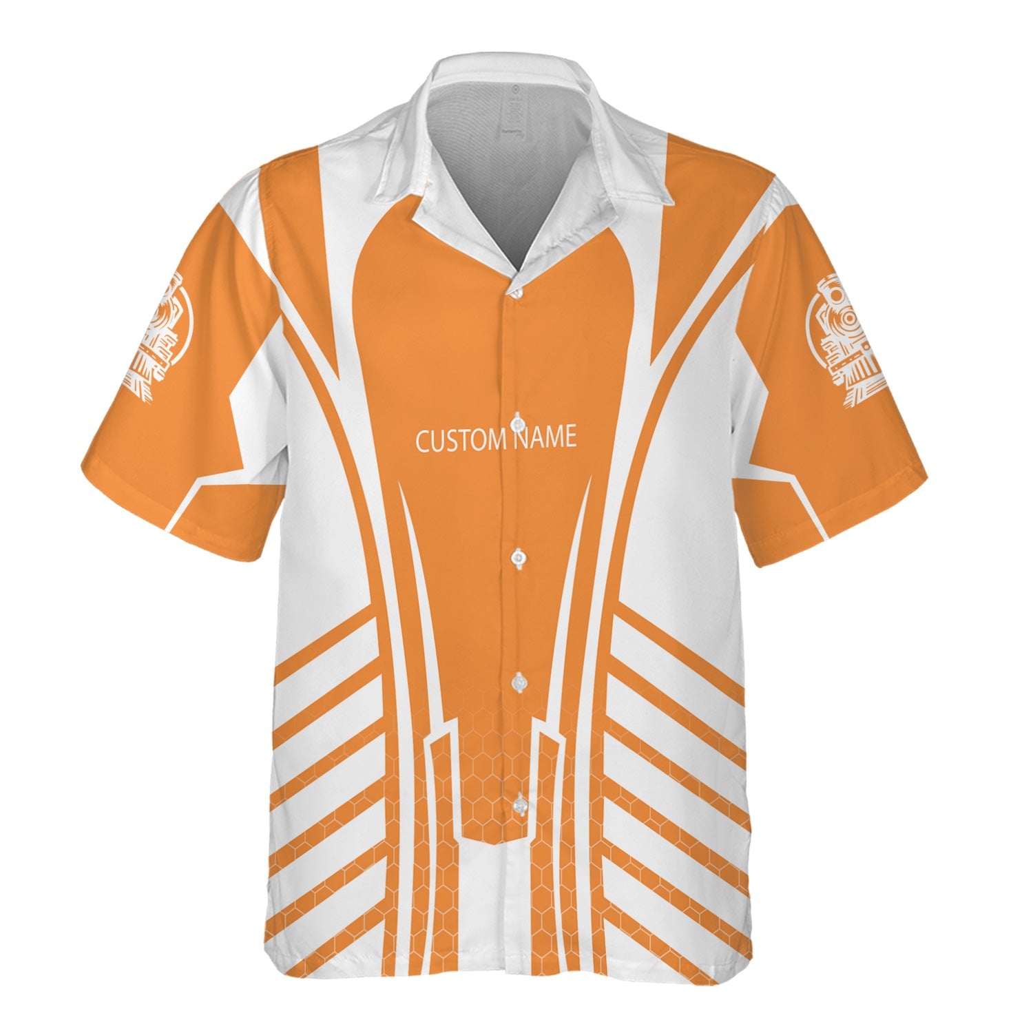 Railspirit Personalized BNSF Railway Hawaiian Shirt Striped Railroad Style Train Shirt All Over Print