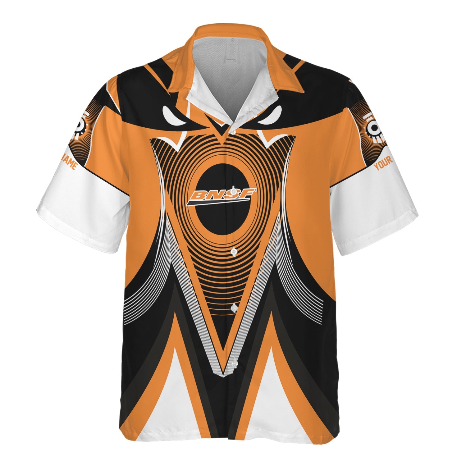 Railspirit Personalized BNSF Railway Hawaiian Shirt Vibrant Graphic Pattern Shirt For Train Enthusiasts