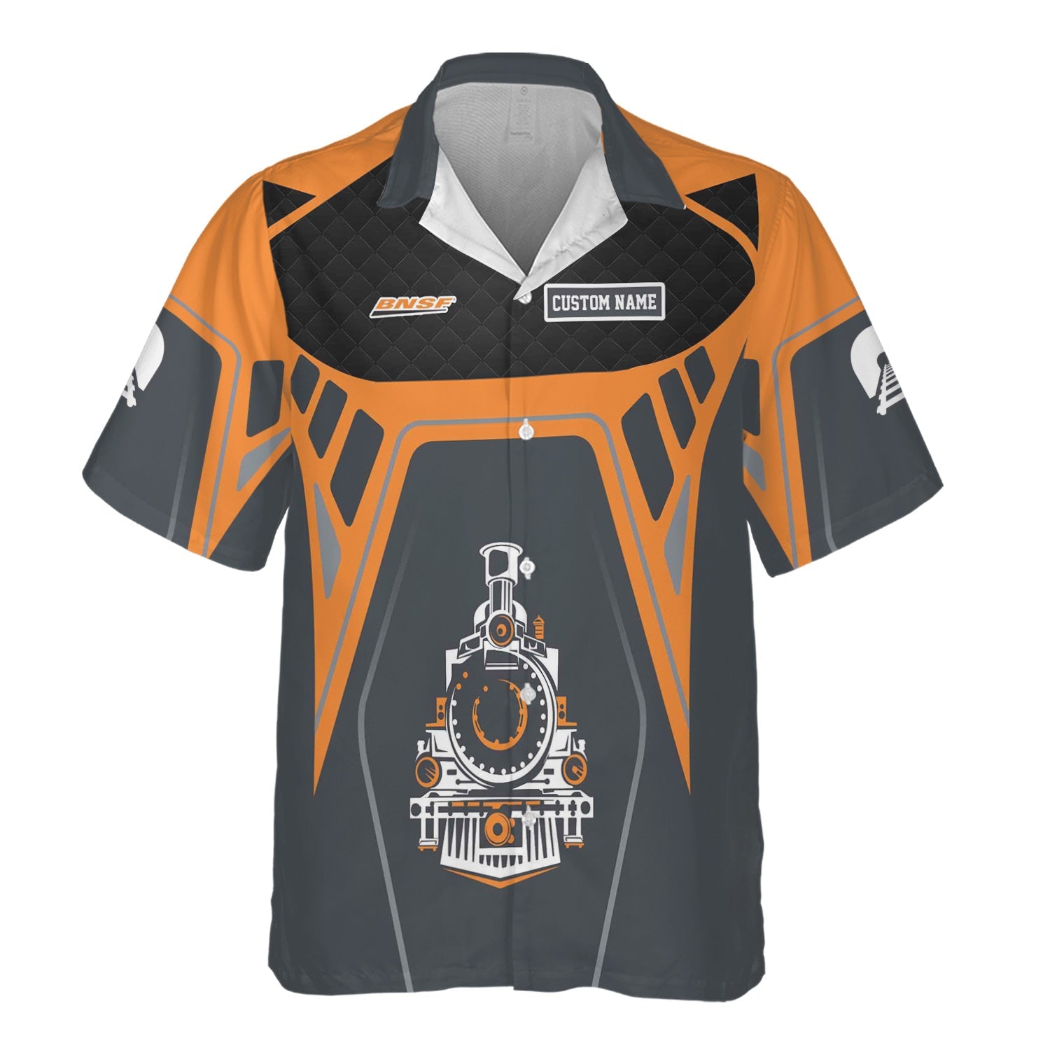 Railspirit Personalized BNSF Railway Hawaiian Shirt Steam Locomotive Engine Graphic Train Shirt All Over Print