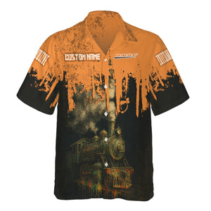 Railspirit Personalized BNSF Railway Hawaiian Shirt Vintage Train Art Style Shirt For Locomotive Fans