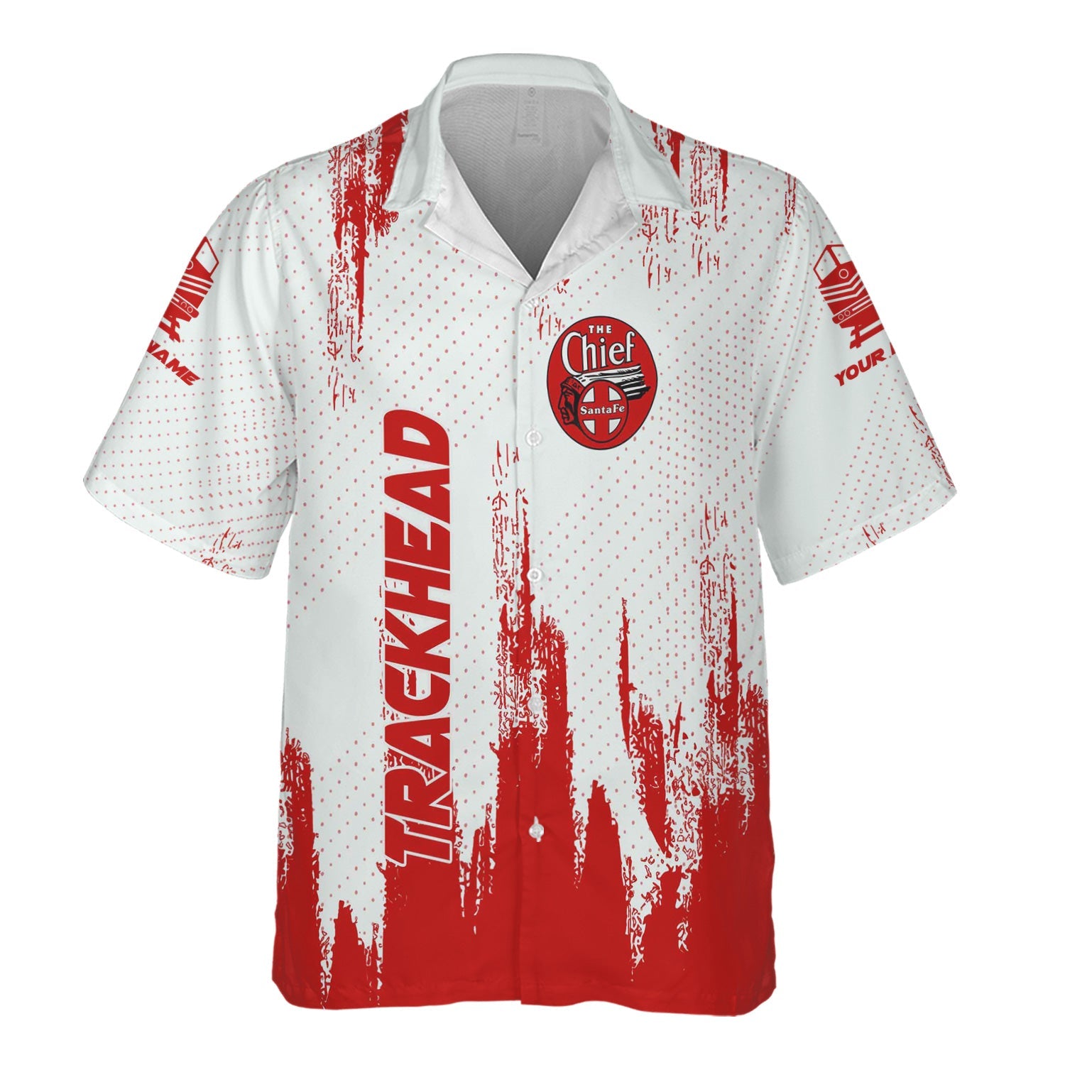 Railspirit Personalized The Chief Santa Fe Railroad Hawaiian Shirt Paint Impact Design Train Shirt for Trackhead