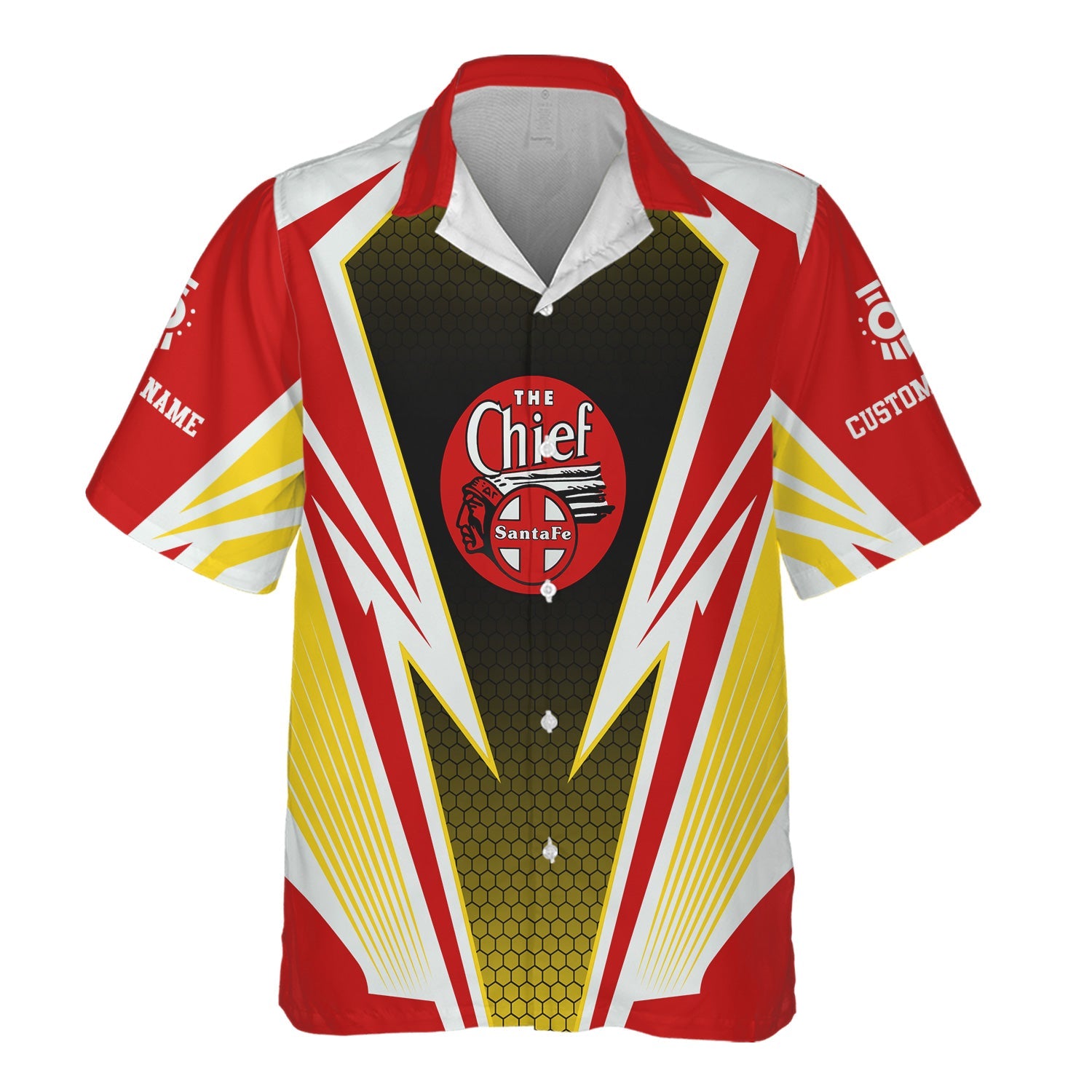 Railspirit Personalized The Chief Santa Fe Railroad Hawaiian Shirt Lightning Graphic Style Shirt Gift Idea For Train Lover