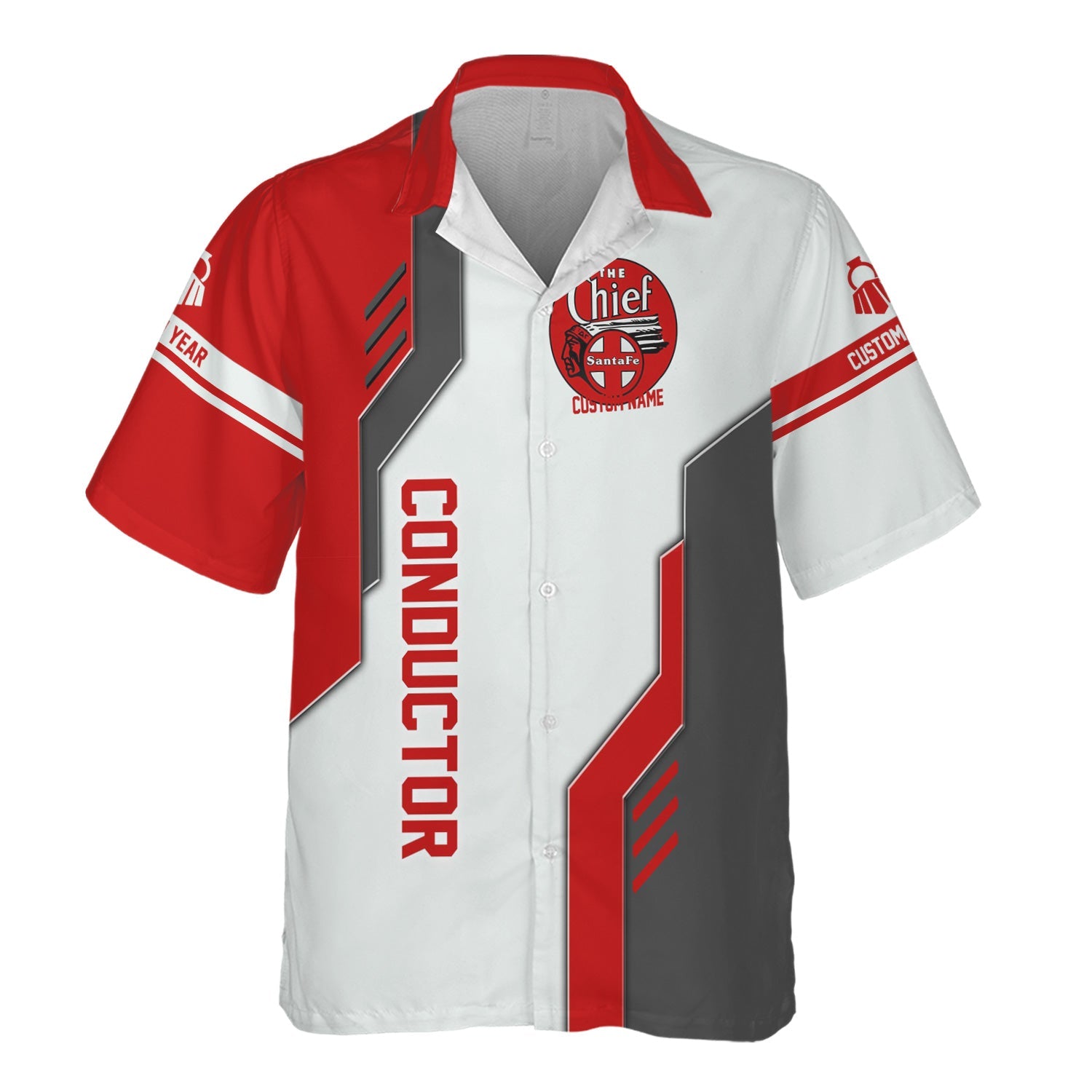 Railspirit Personalized The Chief Santa Fe Railroad Hawaiian Shirt Unique Railway Style with Custom Job Train Shirt