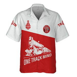 Railspirit Personalized The Chief Santa Fe Railroad Hawaiian Shirt One Track Mind Unisex Train Shirt Gift Idea For Train Lover