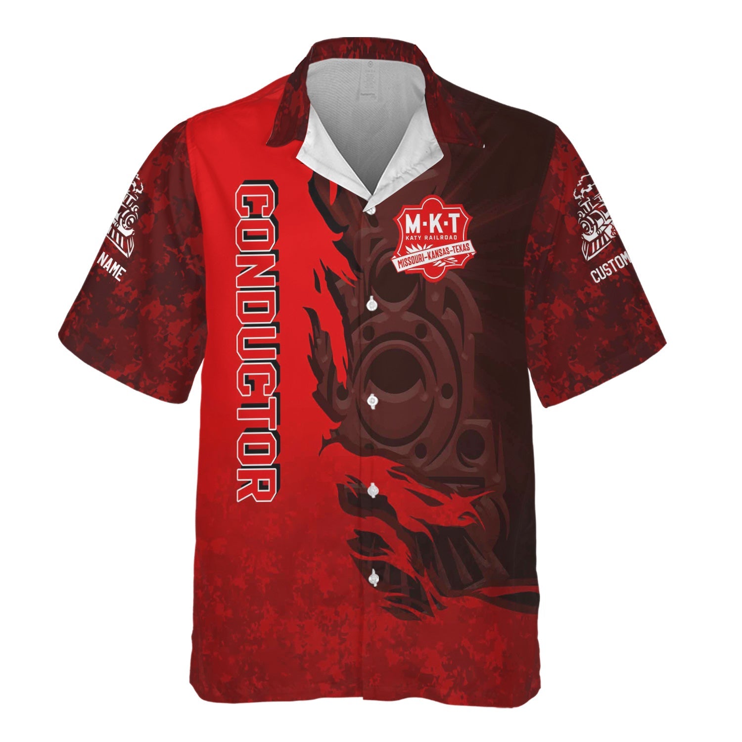 Railspirit Personalized Katy Railroad Hawaiian Shirt Blazing Style with Custom Position Train Shirt