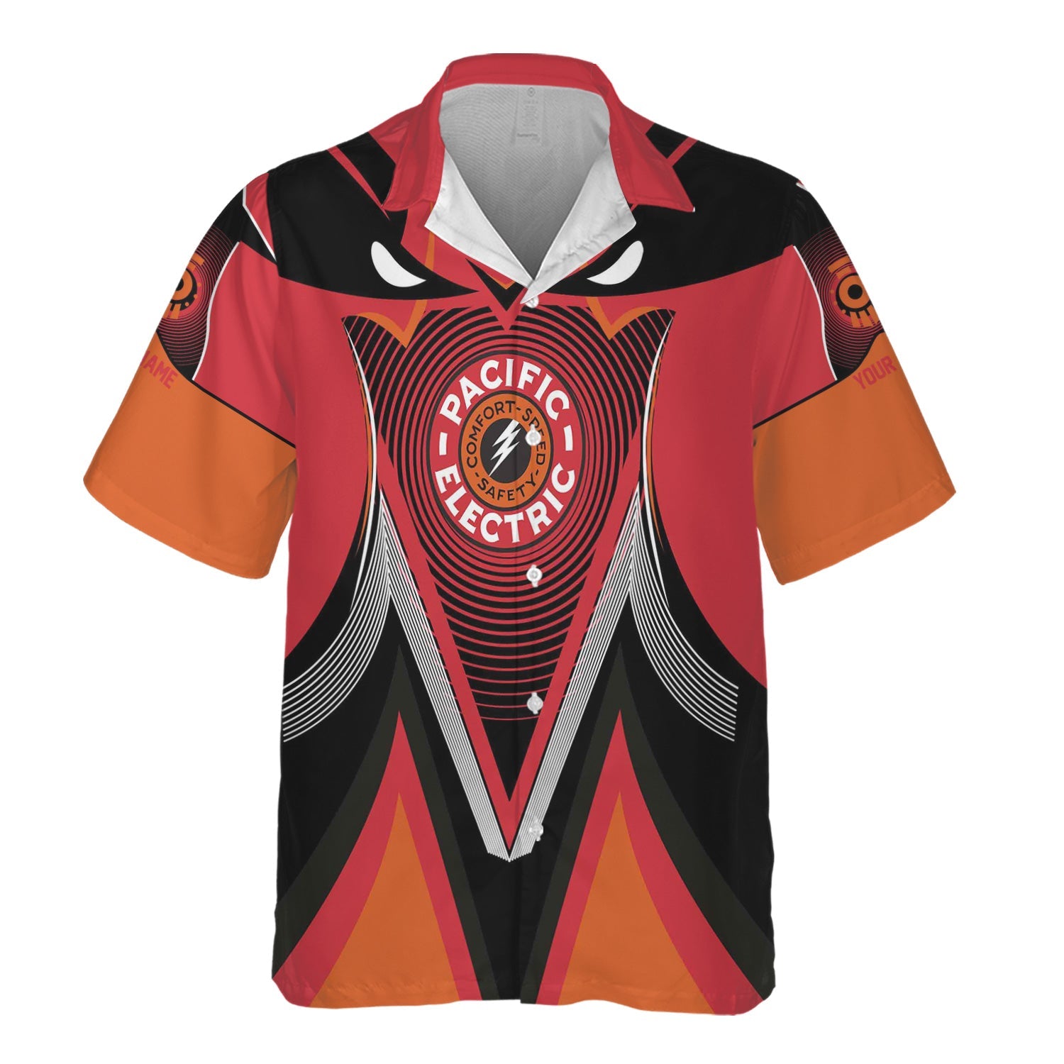 Railspirit Personalized Pacific Electric Railroad Hawaiian Shirt Vibrant Graphic Pattern Shirt For Train Enthusiasts