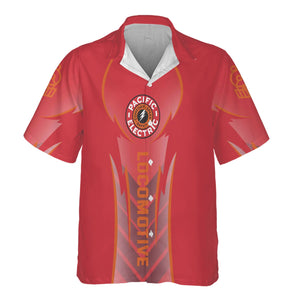 Railspirit Personalized Pacific Electric Railroad Hawaiian Shirt Striking Line Style Train Shirt For Locomotive Lovers