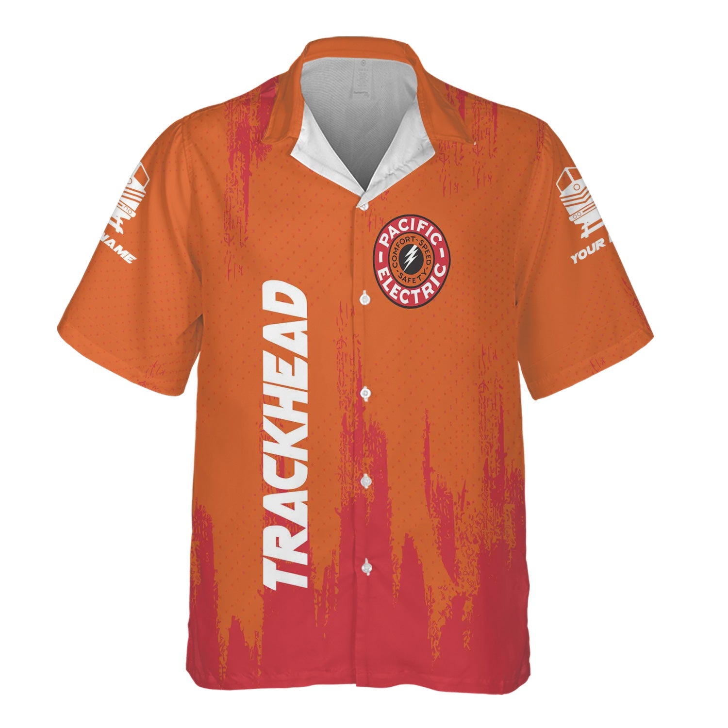 Railspirit Personalized Pacific Electric Railroad Hawaiian Shirt Paint Impact Design Train Shirt for Trackhead