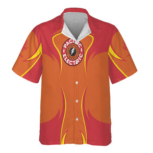 Railspirit Personalized Pacific Electric Railroad Hawaiian Shirt Distinctive Flame Style Shirt For Steam Engine Addict