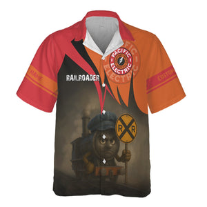 Railspirit Personalized Pacific Electric Railroad Hawaiian Shirt Angry Train Hawaiian Shirt Gift Idea For Train Lover