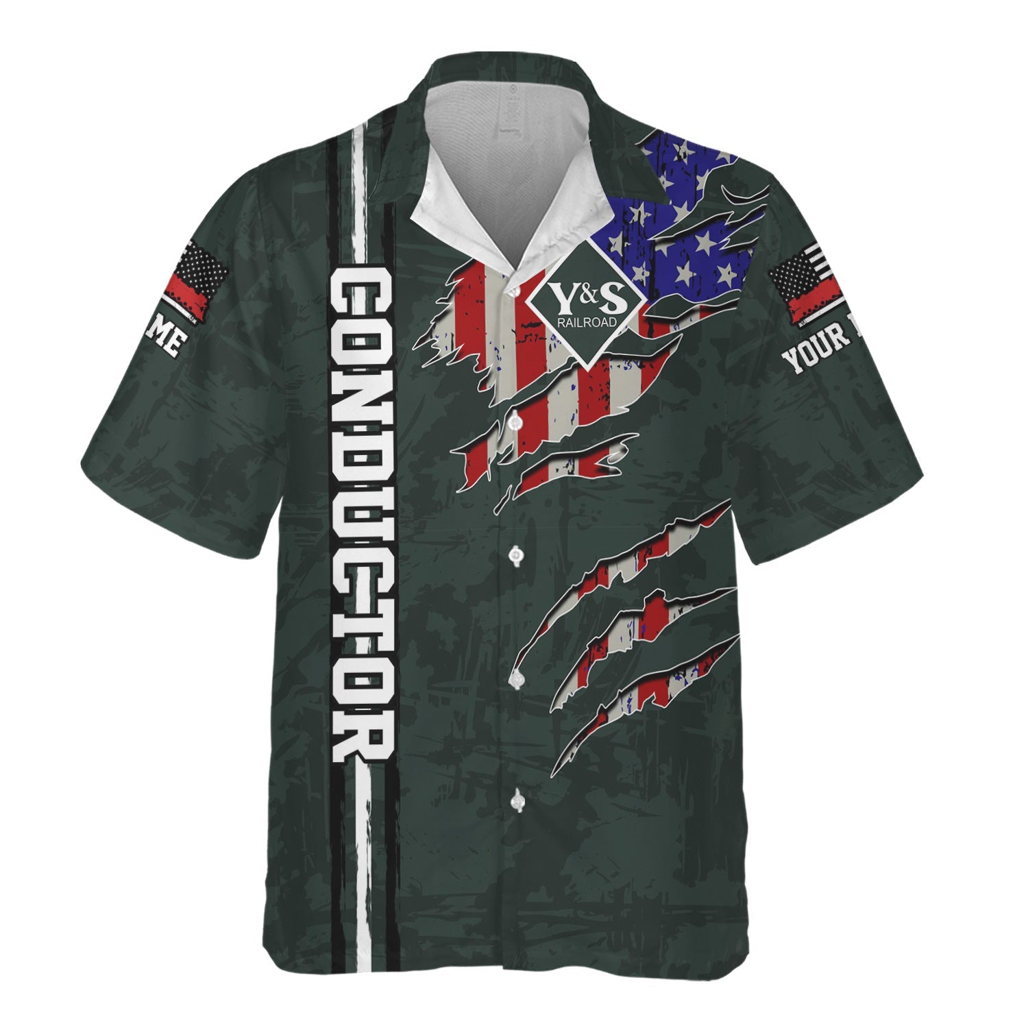 Railspirit Personalized Youngstown & Southern Railroad Hawaiian Shirt USA Flag Claw Art with Custom Job Train Shirt