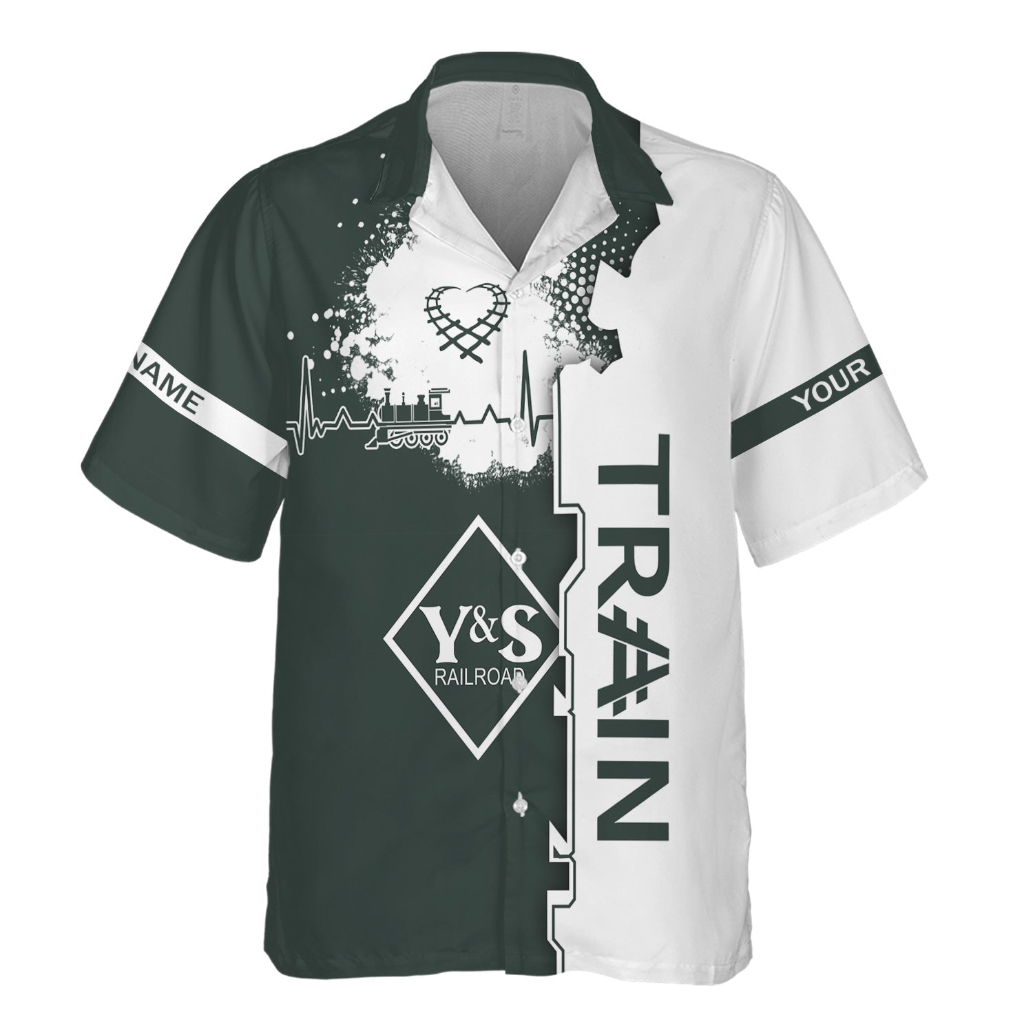 Railspirit Personalized Youngstown & Southern Railroad Hawaiian Shirt Engine Heartbeat and Track Love Style Shirt Gift Idea For Train Lovers