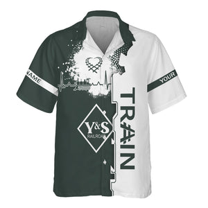 Railspirit Personalized Youngstown & Southern Railroad Hawaiian Shirt Engine Heartbeat and Track Love Style Shirt Gift Idea For Train Lovers