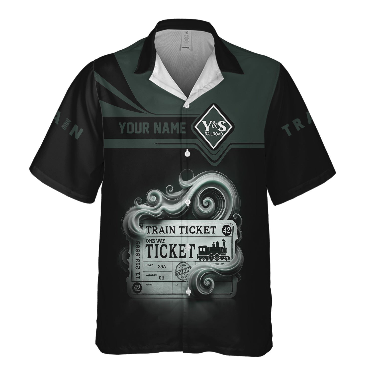 Railspirit Personalized Youngstown & Southern Railroad Hawaiian Shirt Train Ticket American Locomotive Printed Train