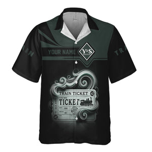 Railspirit Personalized Youngstown & Southern Railroad Hawaiian Shirt Train Ticket American Locomotive Printed Train