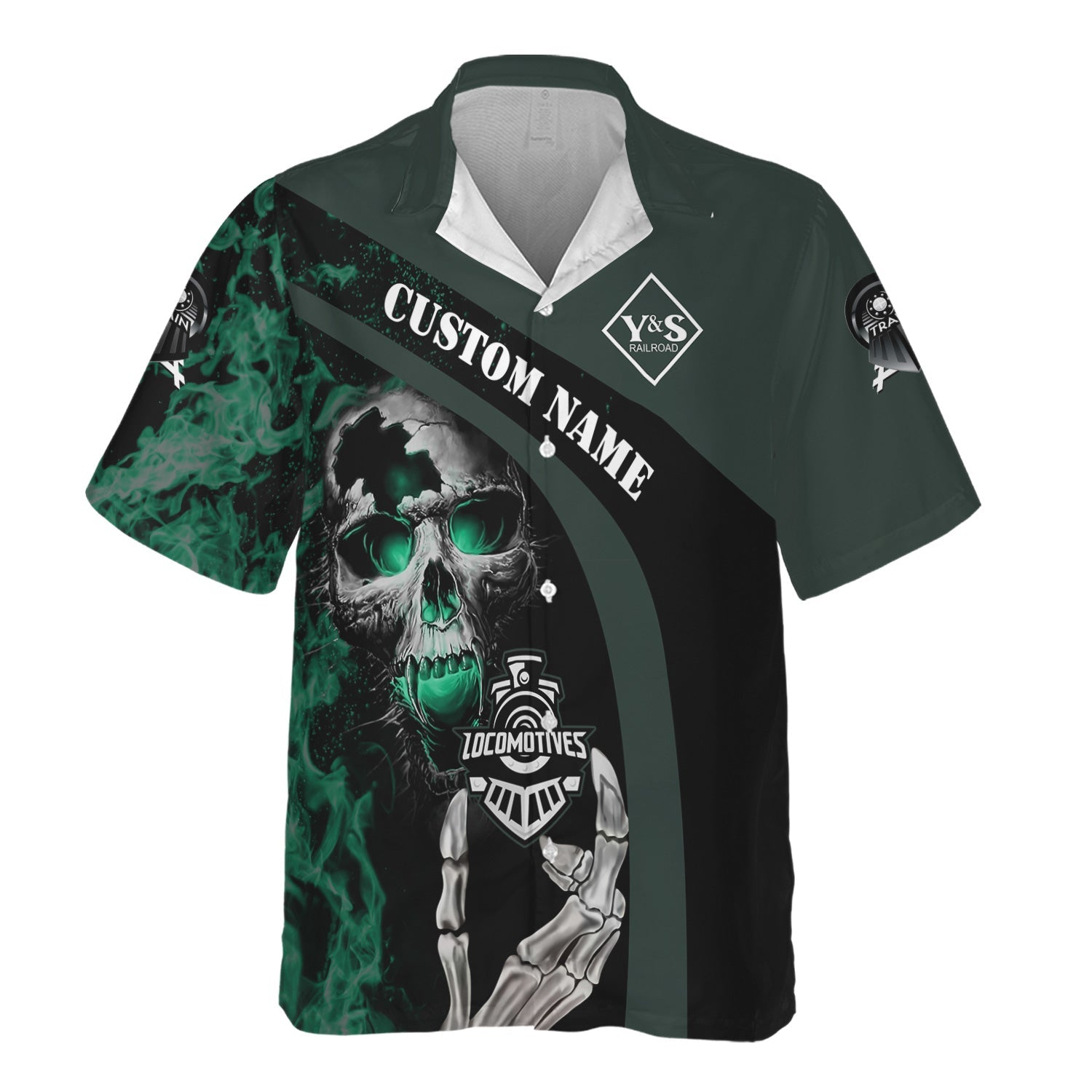 Railspirit Personalized Youngstown & Southern Railroad Hawaiian Shirt Flame Skull Design Train Shirt for Locomotive Fans