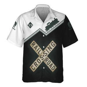 Railspirit Personalized Youngstown & Southern Railroad Hawaiian Shirt Railroad Crossing Printed Train Track Shirt