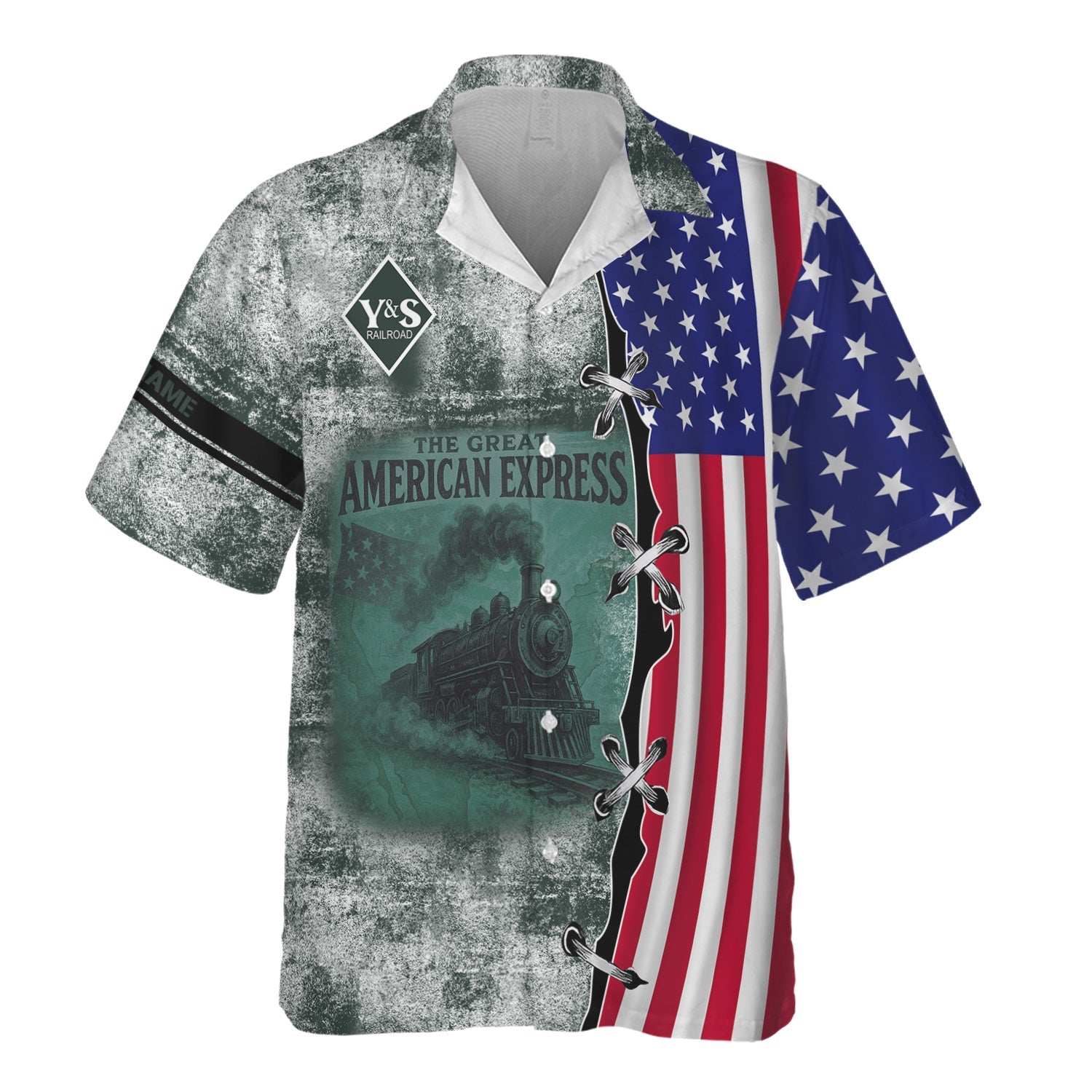 Railspirit Personalized Youngstown & Southern Railroad Hawaiian Shirt Retro American Express Train With USA Flag Shirt