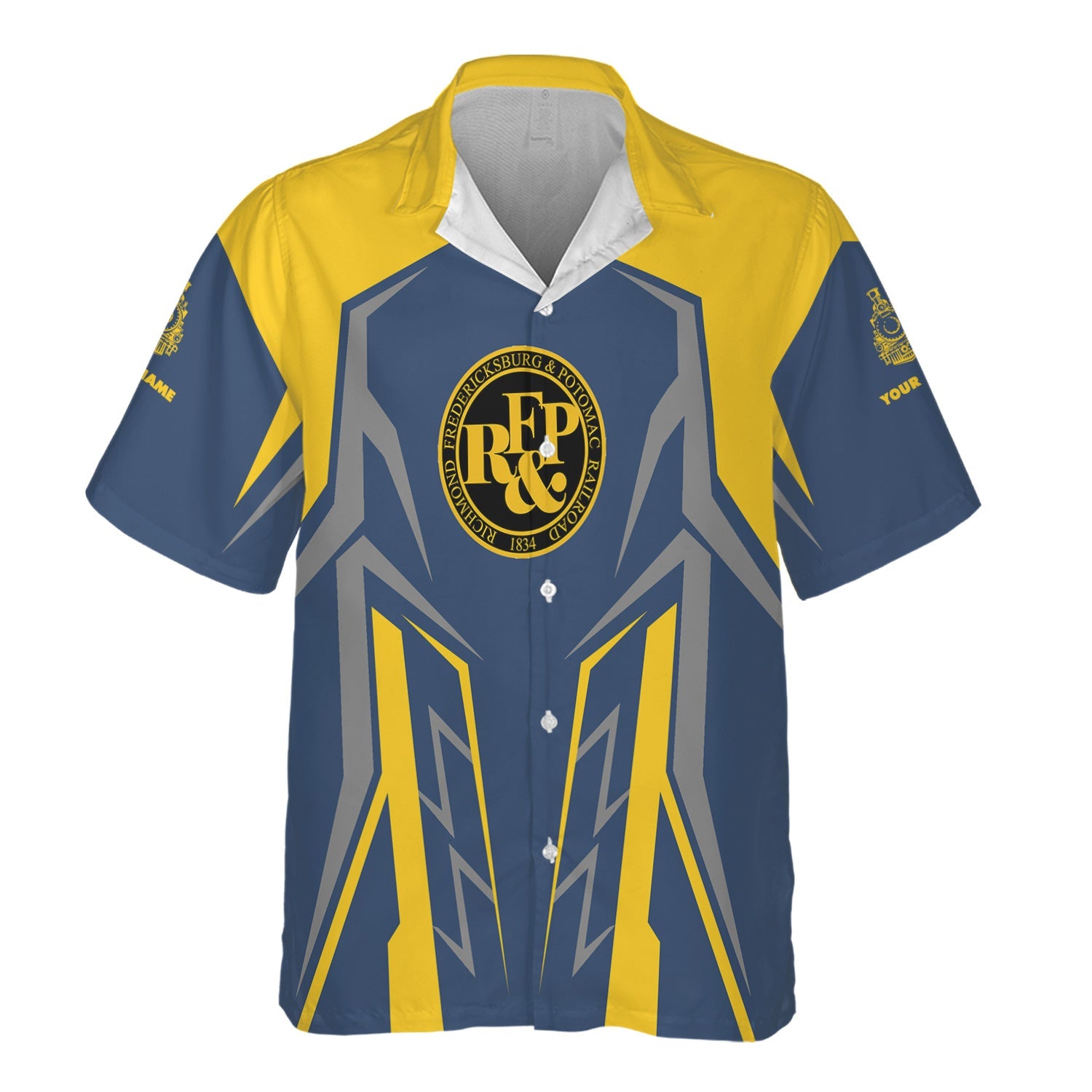 Railspirit Personalized Richmond, Fredericksburg And Potomac Railroad Hawaiian Shirt Futuristic Design with Custom Job Train Shirt