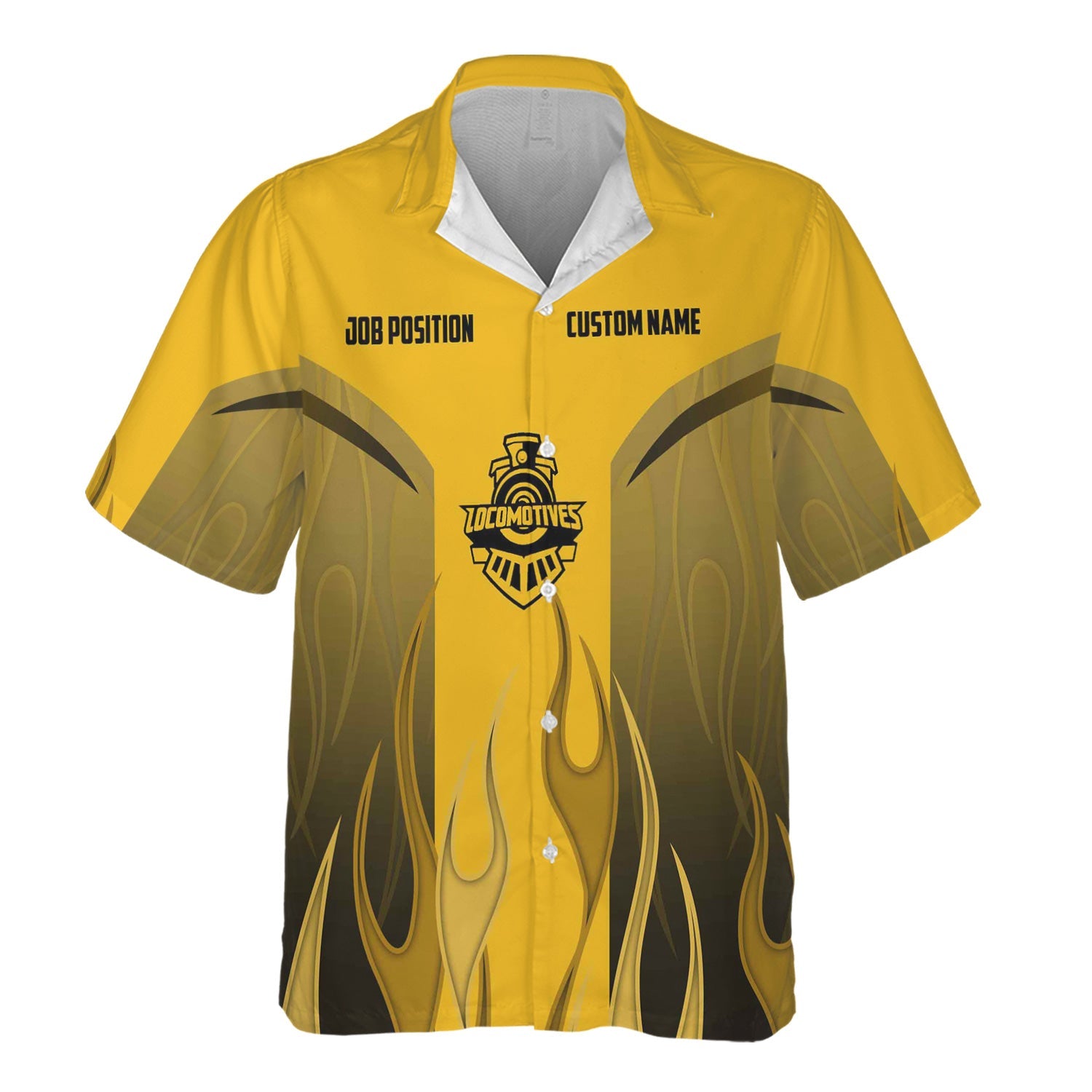 Railspirit Custom Name and Job Title Richmond, Fredericksburg And Potomac Railroad Hawaiian Shirt Flame Graphic Train Shirt For Rail Workers