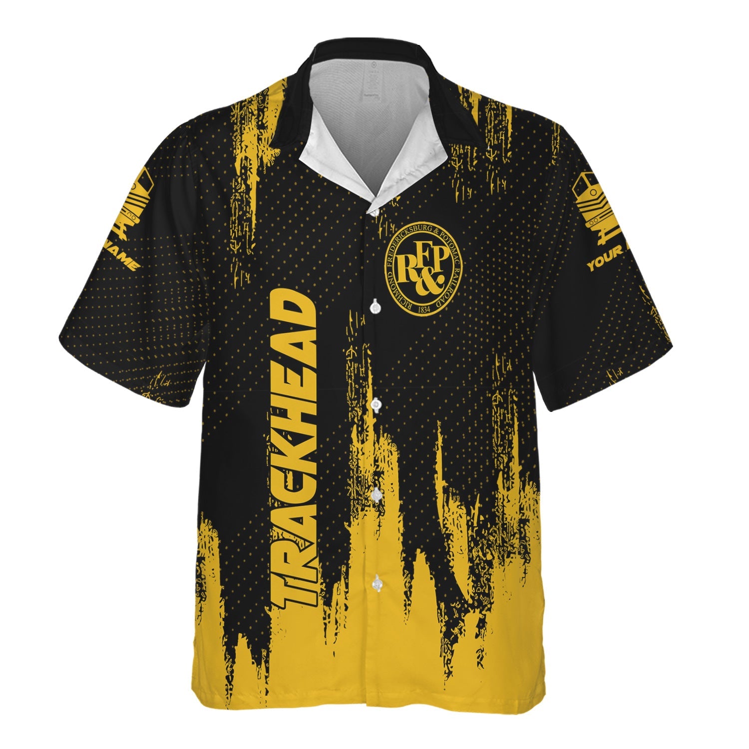 Railspirit Personalized Richmond, Fredericksburg And Potomac Railroad Hawaiian Shirt Paint Impact Design Train Shirt for Trackhead