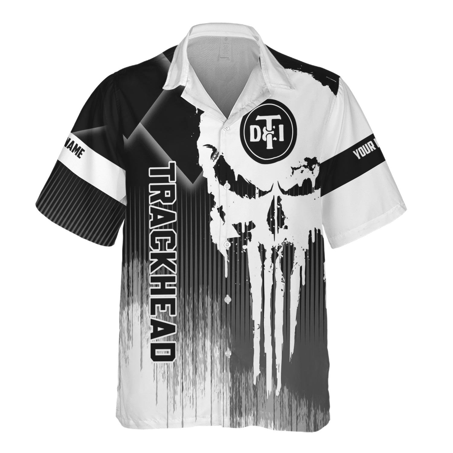 Railspirit Personalized Detroit Toledo And Ironton Railroad Hawaiian Shirt Skull Design with Custom Job Train Shirt for Trackhead Crew