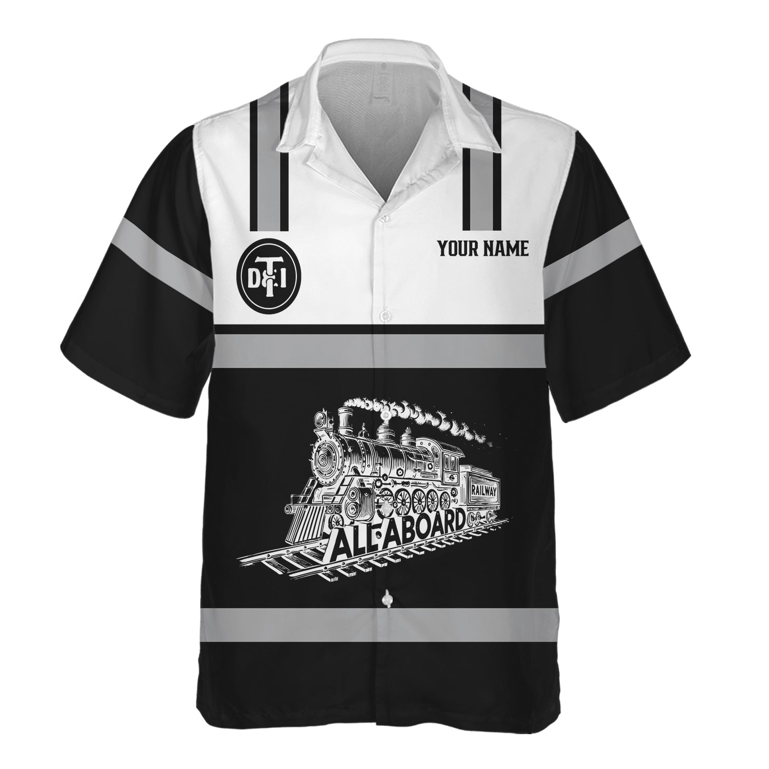 Railspirit Custom Name Detroit Toledo And Ironton Railroad Hawaiian Shirt Eat Train Sleep Repeat Printed Train Shirt