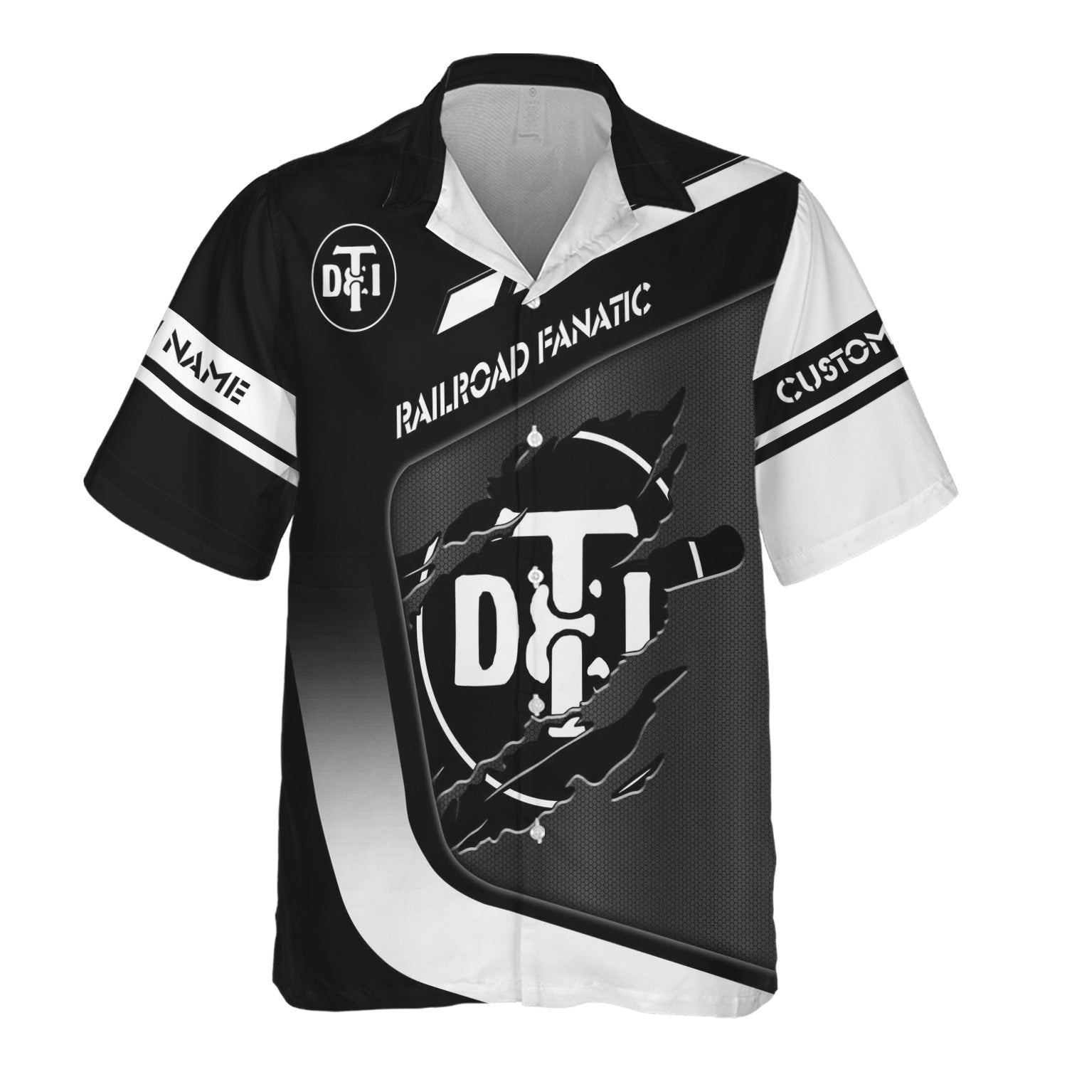 Railspirit Personalized Detroit Toledo And Ironton Railroad Hawaiian Shirt Ripped Texture Style Train Shirt For Railroad Fanatic