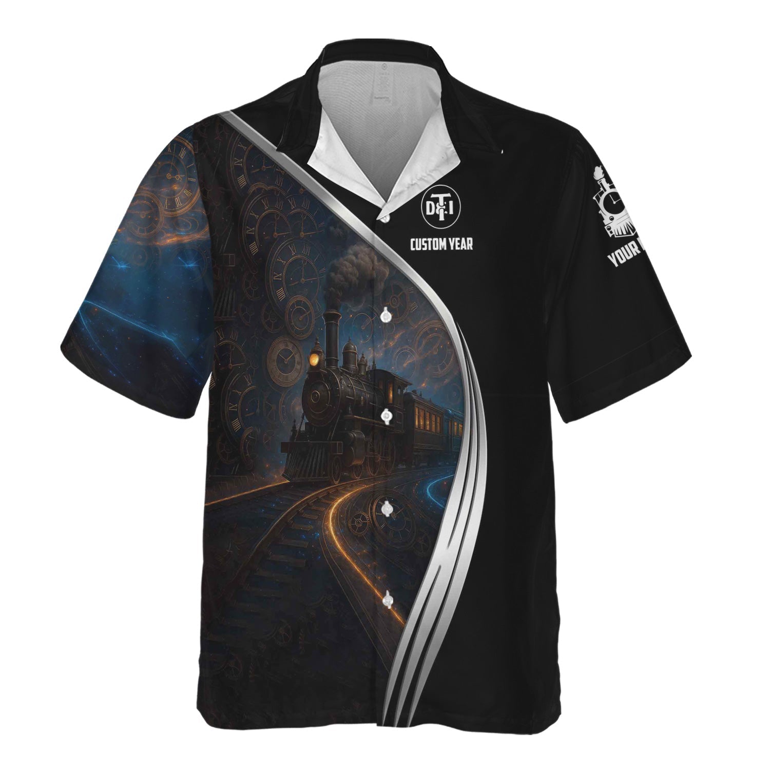 Railspirit Personalized Detroit Toledo And Ironton Railroad Hawaiian Shirt Steampunk Locomotive with Custom Year Train Shirt