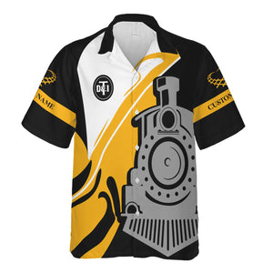Railspirit Personalized Detroit Toledo And Ironton Railroad Hawaiian Shirt Flame-Inspired Style Shirt Gift Idea For Train Lovers