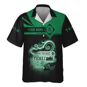 Railspirit Personalized Pittsburgh And Lake Erie Railroad Hawaiian Shirt Train Ticket  American Locomotive Printed Train