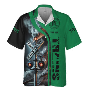 Railspirit Custom Name Pittsburgh And Lake Erie Railroad Hawaiian Shirt Railroad Crossing Sign Printed Train Shirt