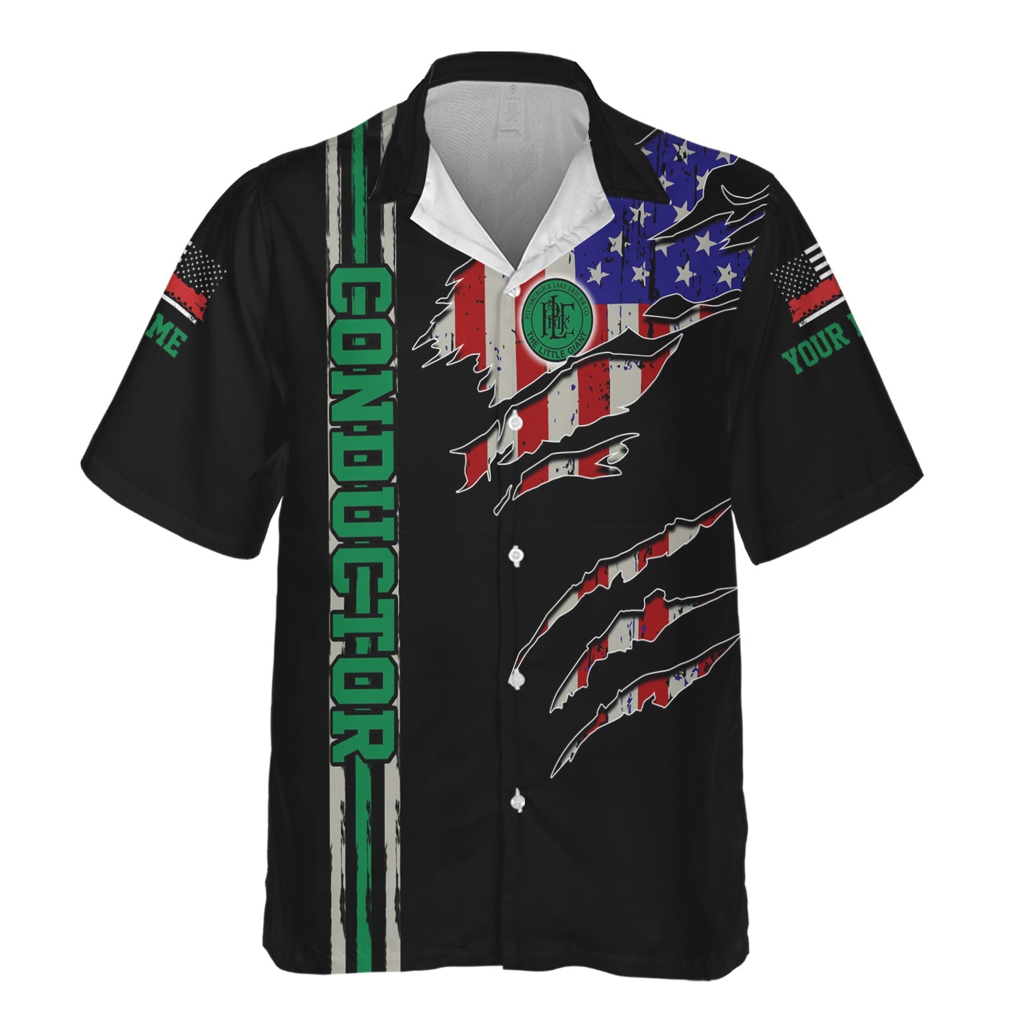 Railspirit Personalized Pittsburgh And Lake Erie Railroad Hawaiian Shirt USA Flag Claw Art with Custom Job Train Shirt