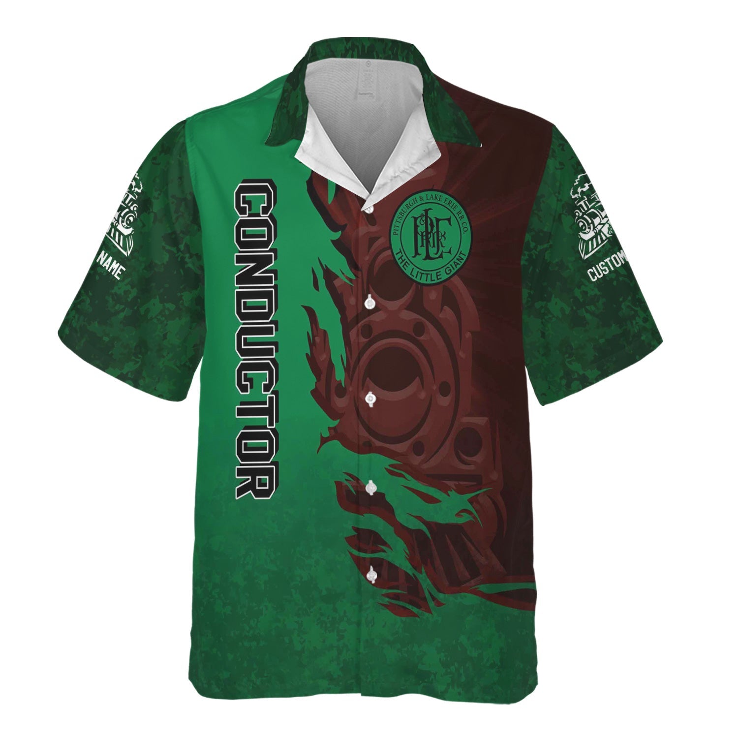 Railspirit Personalized Pittsburgh And Lake Erie Railroad Hawaiian Shirt Blazing Style with Custom Position Train Shirt