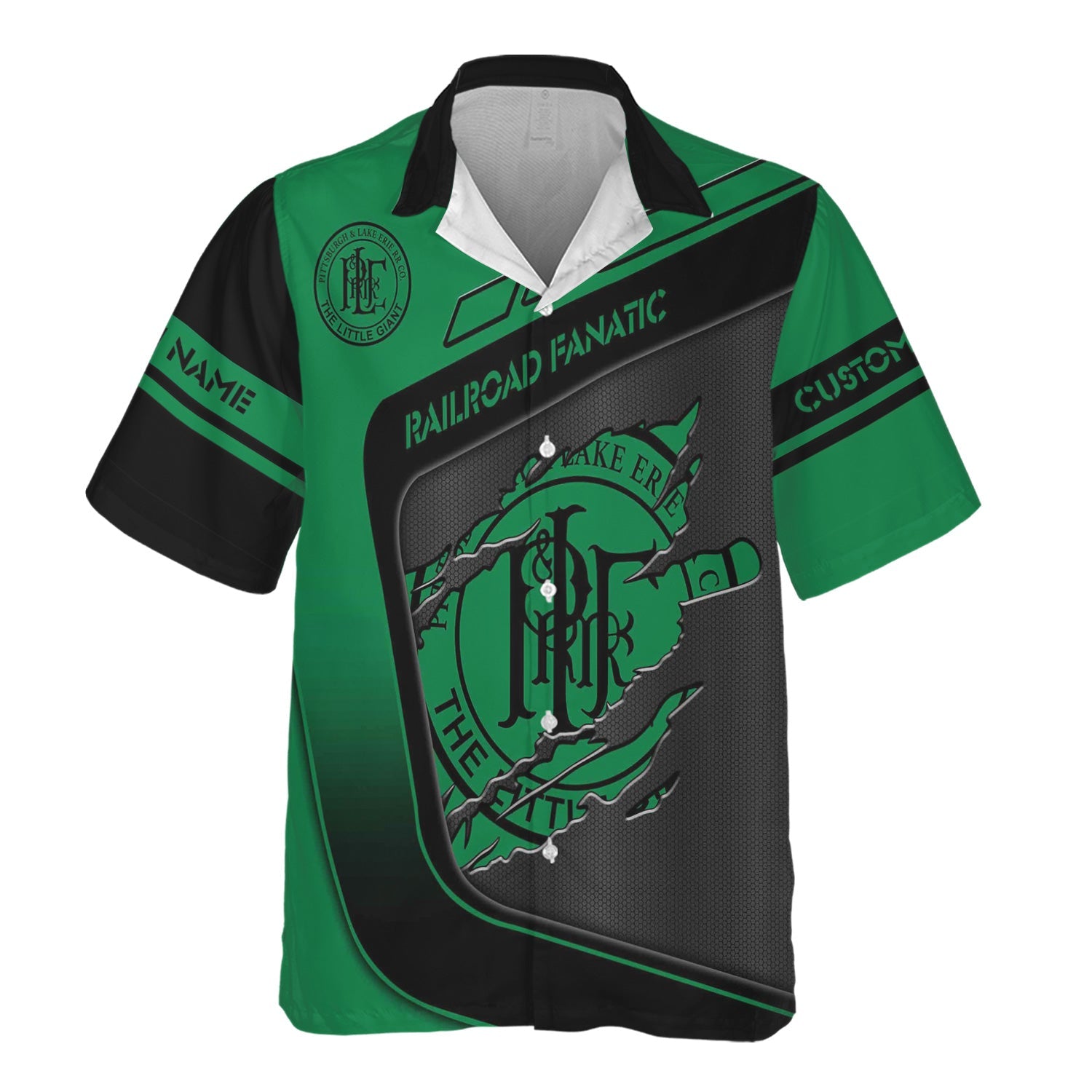 Railspirit Personalized Pittsburgh And Lake Erie Railroad Hawaiian Shirt Ripped Texture Style Train Shirt For Railroad Fanatic