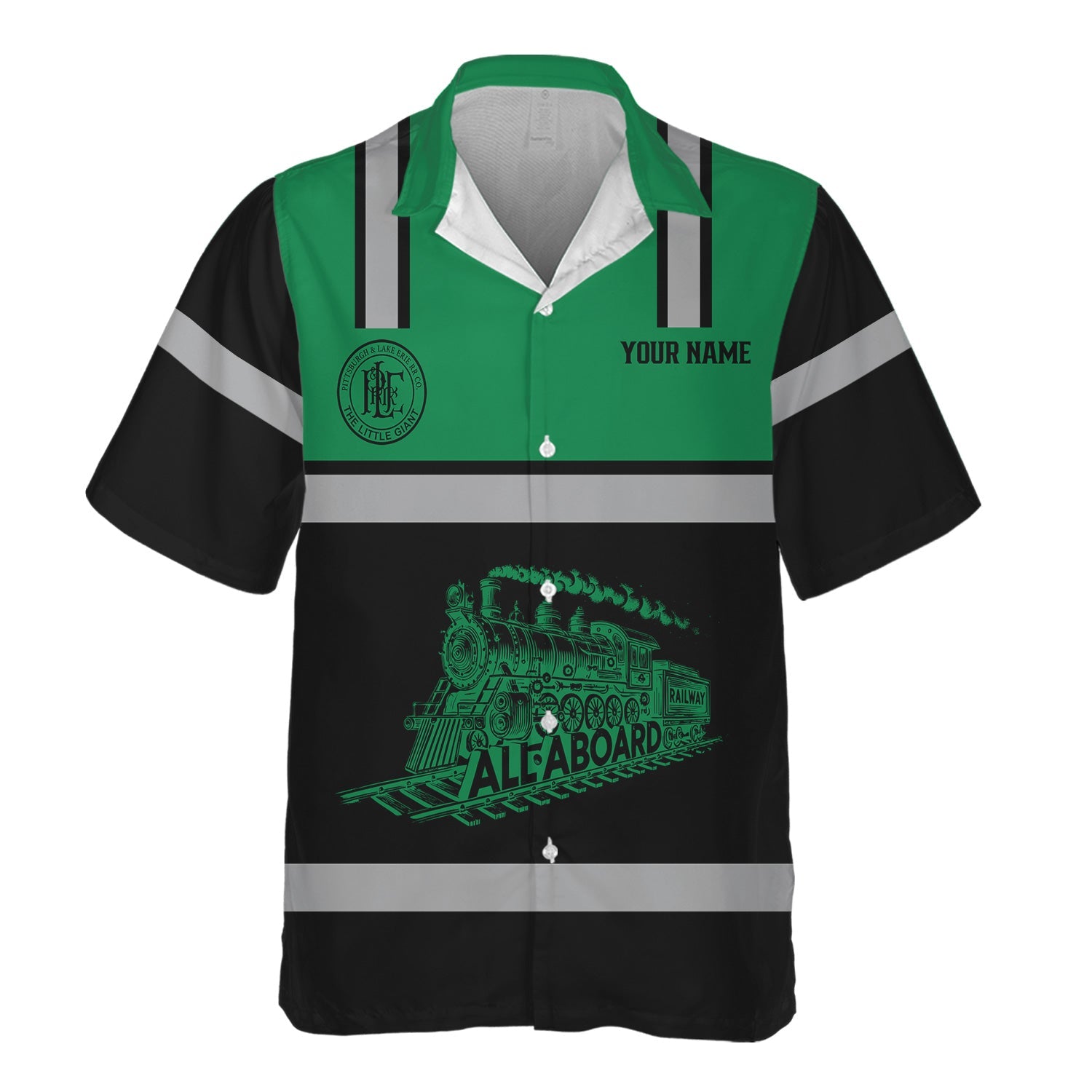 Railspirit Custom Name Pittsburgh And Lake Erie Railroad Hawaiian Shirt Eat Train Sleep Repeat Printed Train Shirt