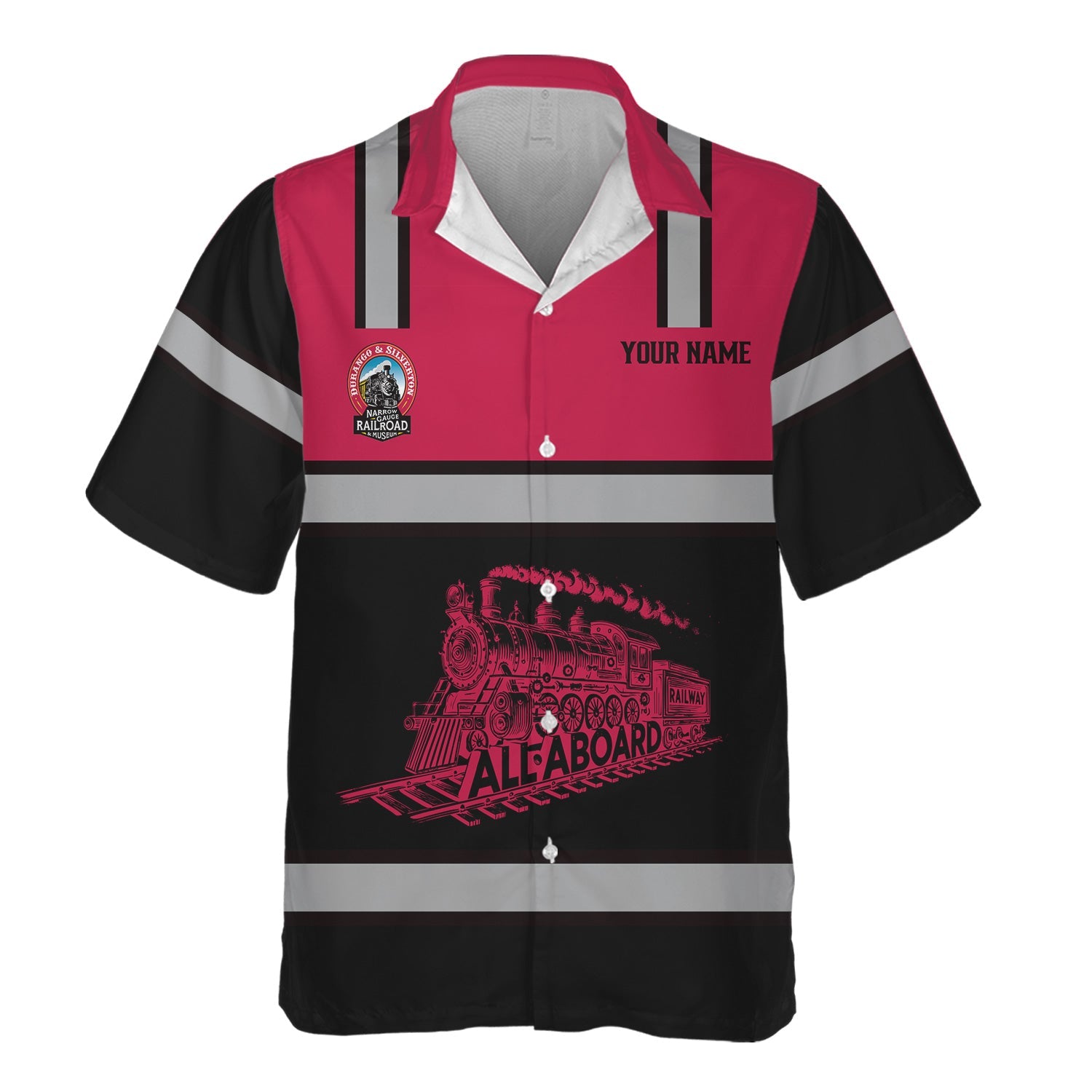 Railspirit Custom Name Durango And Silverton Narrow Gauge Railroad Hawaiian Shirt Eat Train Sleep Repeat Printed Train Shirt