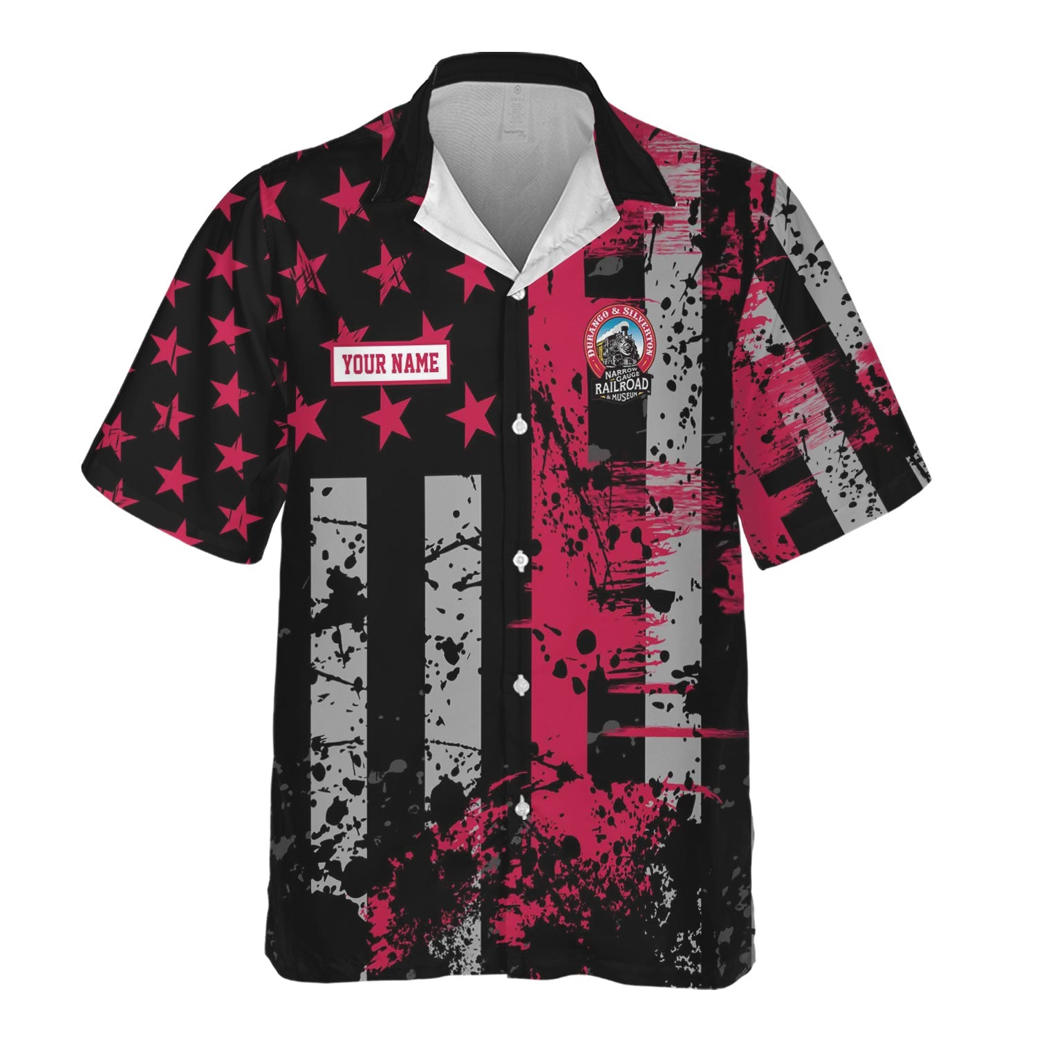 Railspirit Personalized Durango And Silverton Narrow Gauge Railroad Hawaiian Shirt Artistic Paint American Flag Style Train Shirt