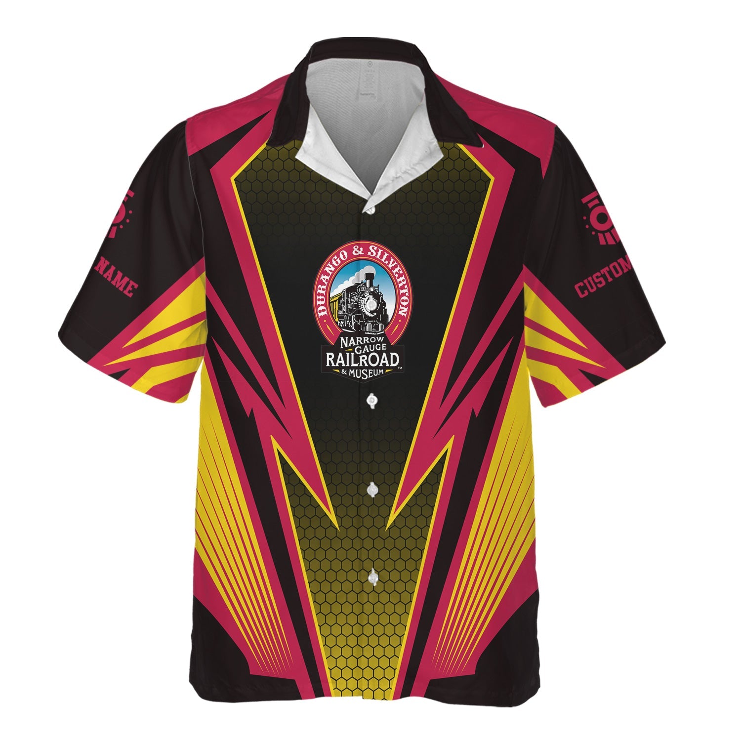 Railspirit Personalized Durango And Silverton Narrow Gauge Railroad Hawaiian Shirt Lightning Graphic Style Shirt Gift Idea For Train Lover