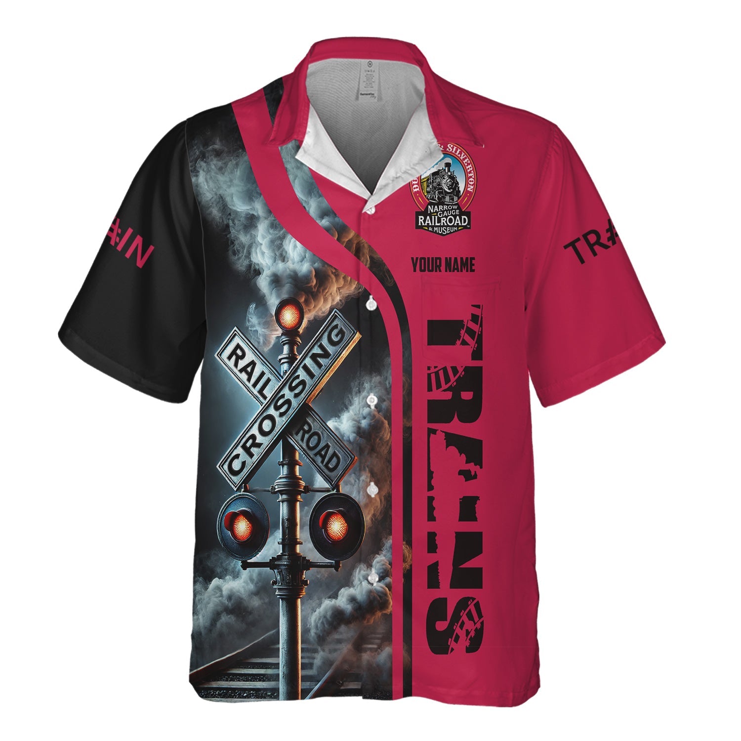 Railspirit Custom Name Durango And Silverton Narrow Gauge Railroad Hawaiian Shirt Railroad Crossing Sign Printed Train Shirt