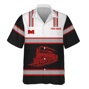 Railspirit Custom Name Monongahela Railroad Hawaiian Shirt Eat Train Sleep Repeat Printed Train Shirt