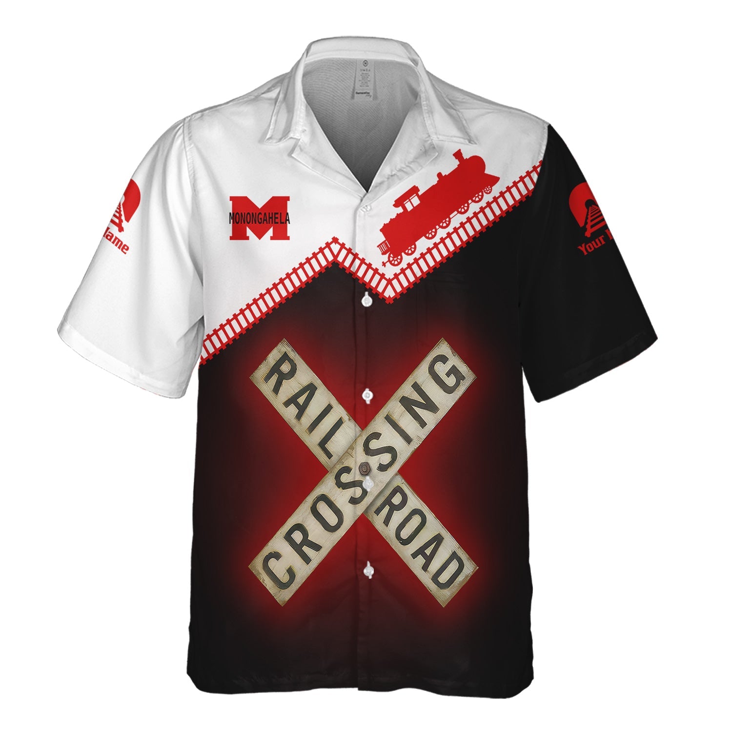 Railspirit Personalized Monongahela Railroad Hawaiian Shirt Railroad Crossing Printed Train Track Shirt