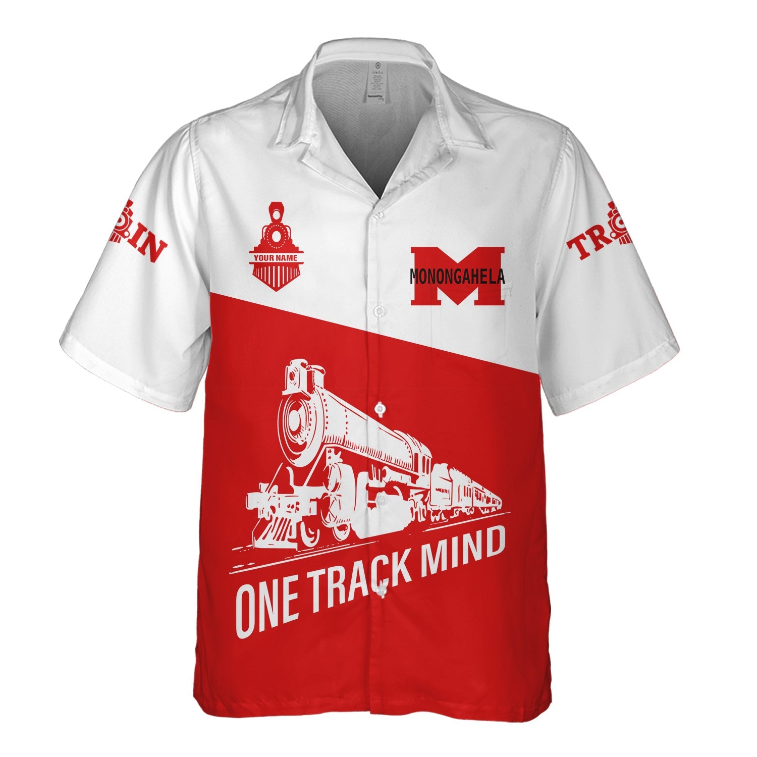 Railspirit Personalized Monongahela Railroad Hawaiian Shirt One Track Mind Unisex Train Shirt Gift Idea For Train Lover