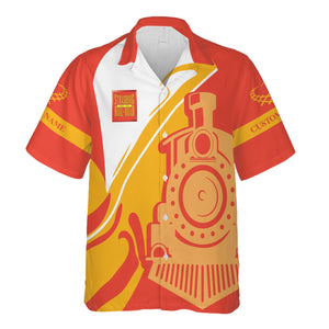 Railspirit Personalized Strasburg Railroad Hawaiian Shirt Flame-Inspired Style Shirt Gift Idea For Train Lovers