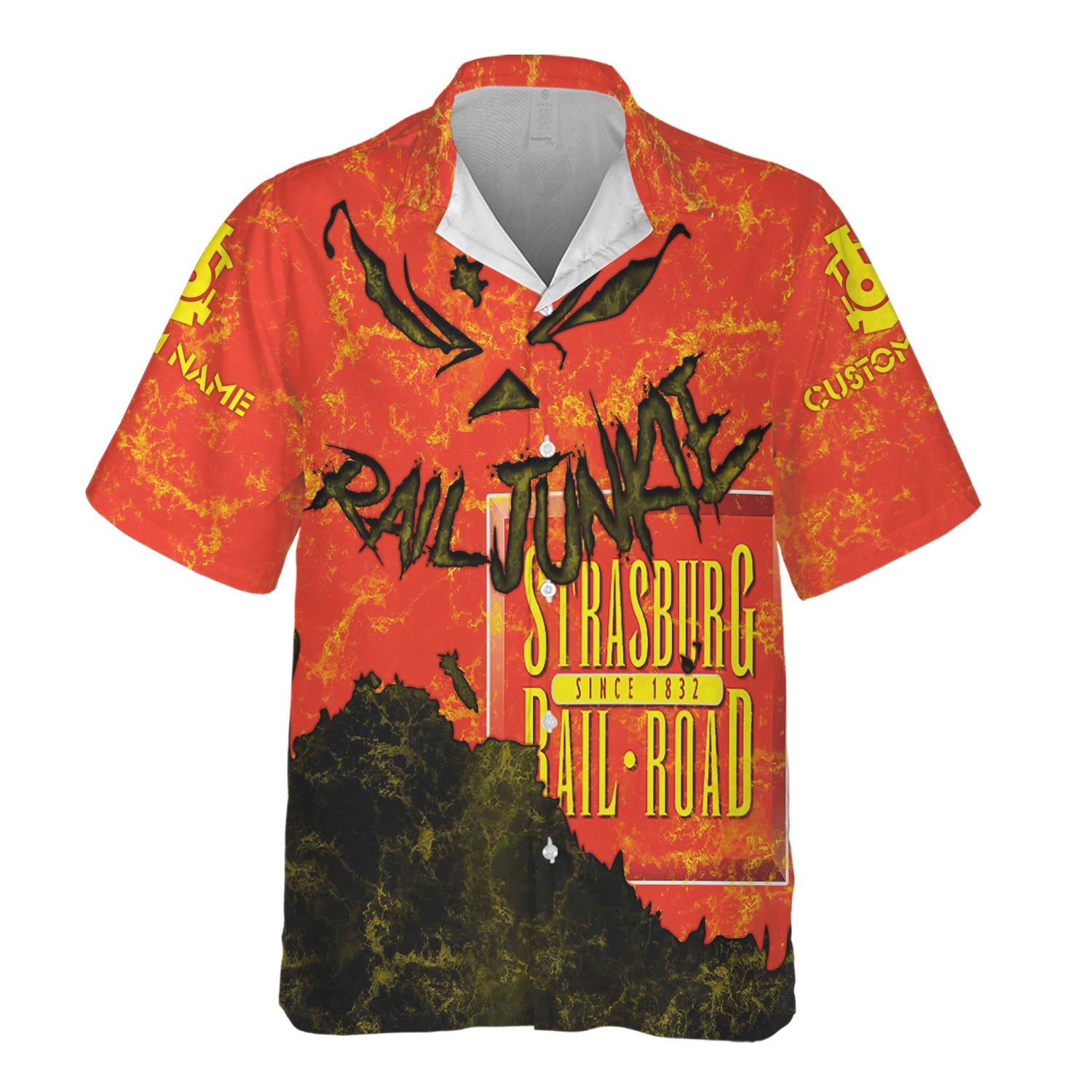 Railspirit Personalized Strasburg Railroad Hawaiian Shirt Torn Graphic Style Train Shirt For Rail Junkie