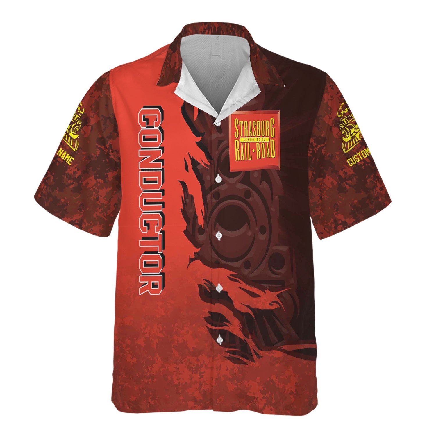 Railspirit Personalized Strasburg Railroad Hawaiian Shirt Blazing Style with Custom Position Train Shirt