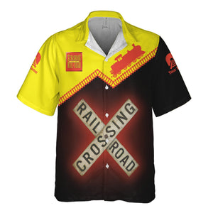 Railspirit Personalized Strasburg Railroad Hawaiian Shirt Railroad Crossing Printed Train Track Shirt