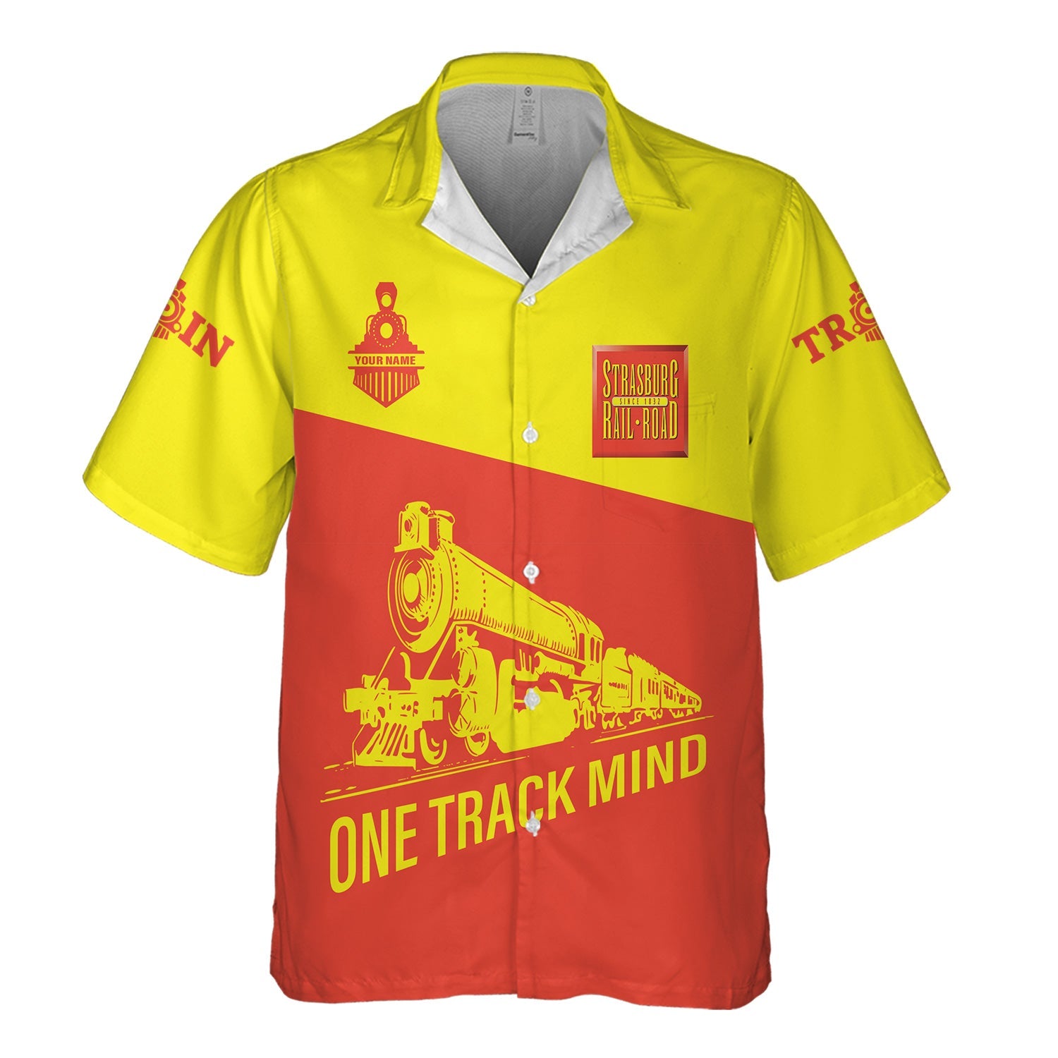 Railspirit Personalized Strasburg Railroad Hawaiian Shirt One Track Mind Unisex Train Shirt Gift Idea For Train Lover